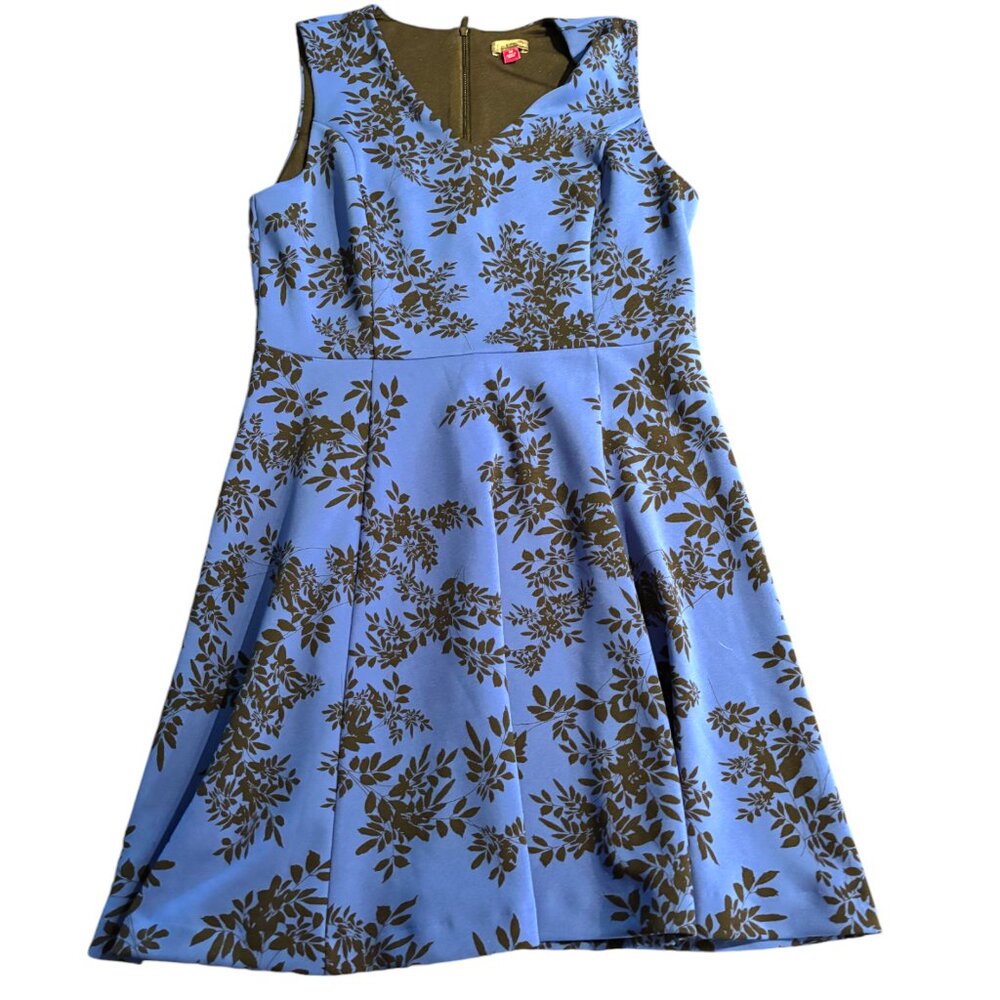 Vince Camuto Women's blue floral sleeveless fit and flare dress sz‎ M - Picture 5 of 11